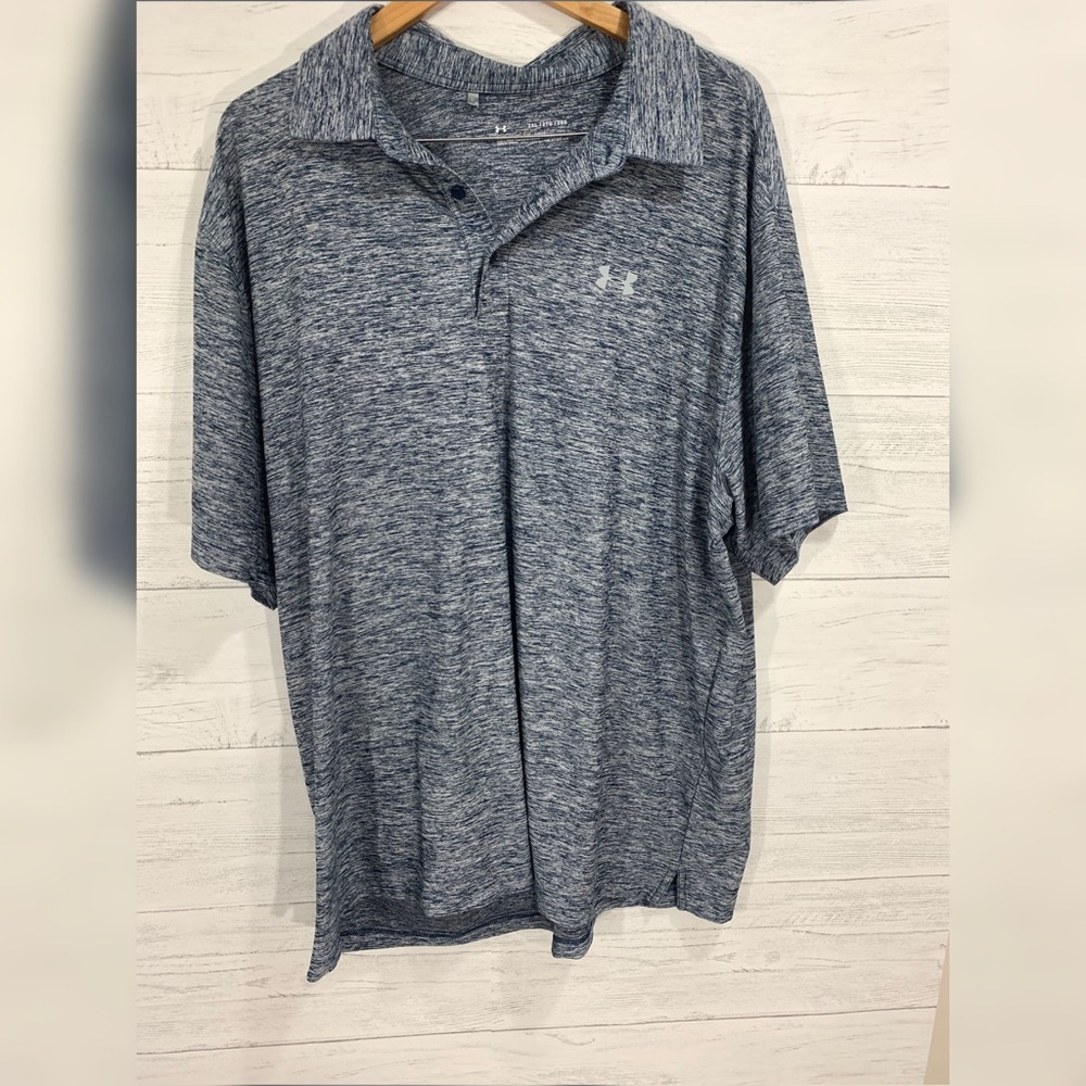 Mens UA UNDER ARMOUR Blue Gray polo golf Shirt